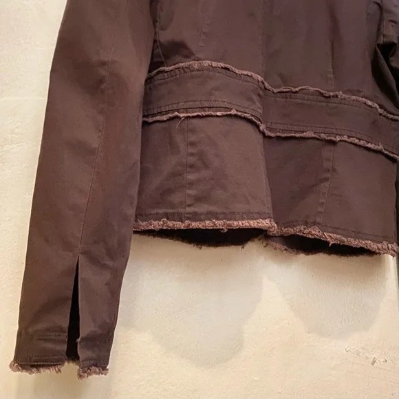 🪶3/$50 Boho Raw Edge Fringe Brown REWIND L/S Fine Corduroy Blazer-XL - Picture 3 of 16
